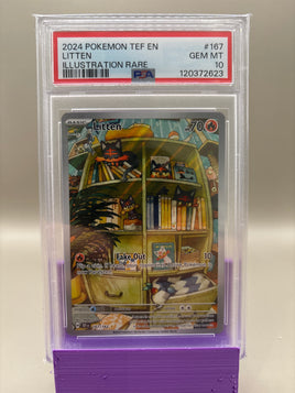 PSA 10 GEM Mint - Litten #167 Pokémon Temporal Forces, Graded