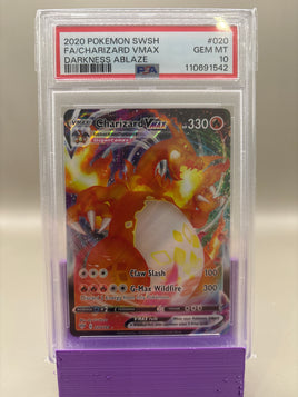 PSA 10 GEM Mint - Charizard VMax #020 Pokémon Darkness Ablaze, Graded