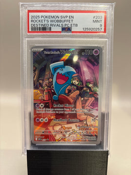 PSA 9 Mint - Rocket's Wobbuffet #203 Pokémon Center Destined Rivals ETB Promo, Graded