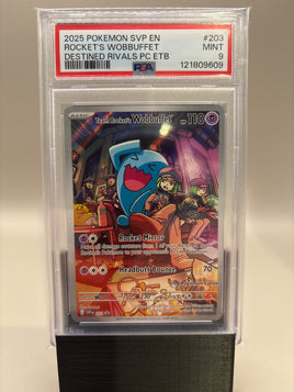 PSA 9 Mint - Rocket's Wobbuffet #203 Pokémon Center Destined Rivals ETB Promo, Graded