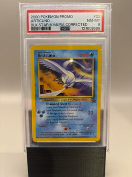 PSA 8 Near Mint/Mint - Articuno #22 Pokemon Black Star Kimura Corrected Promo, Graded