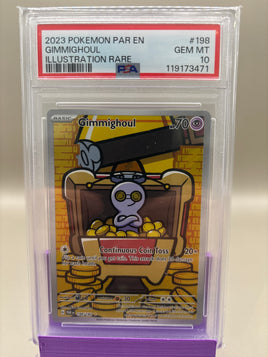 PSA 10 GEM Mint - Gimmighoul #198 Pokémon Paradox Rift, Graded
