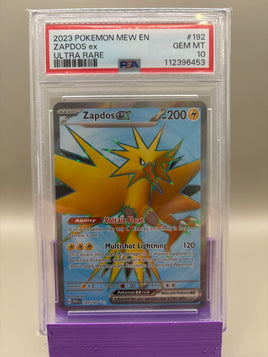 PSA 10 GEM Mint - Zapdos Ex #192 Pokémon Scarlet & Violet 151, Graded