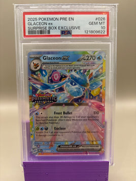 PSA 10 GEM Mint - Glaceon Ex #030 Pokémon Prismatic Evolution Surprise Box Exclusive , Graded