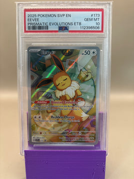 PSA 10 GEM Mint - Eevee #173 Pokémon Prismatic Evolutions ETB Promo, Graded